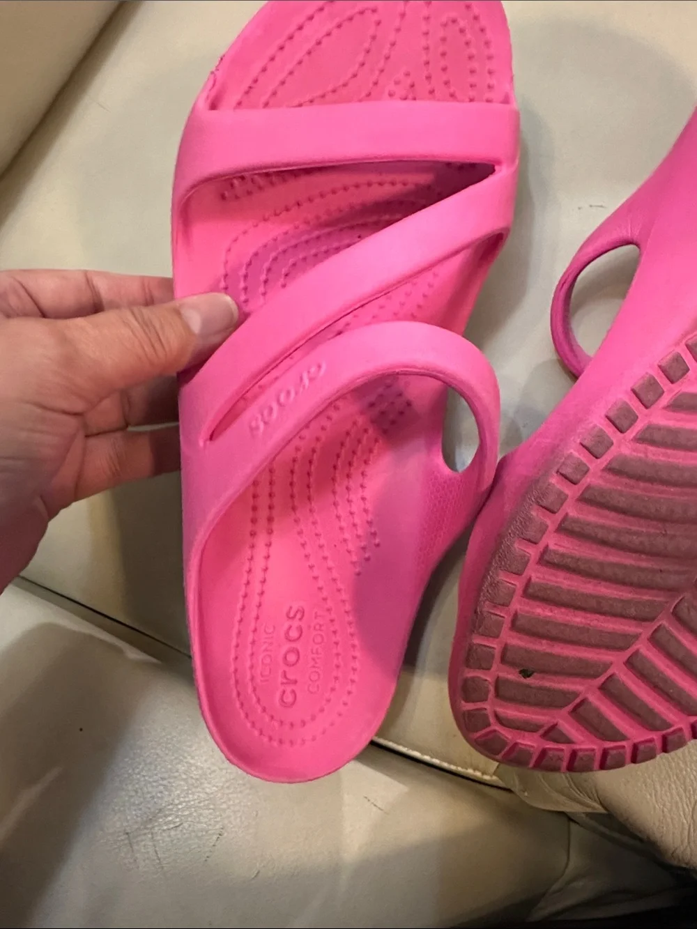 CROCS Swiftwater Hot Pink Triple Strap Slide Sandals Women's Size 9